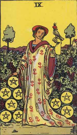 Pentacles 9 tarot card