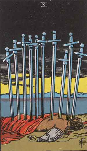 Swords 10 tarot card